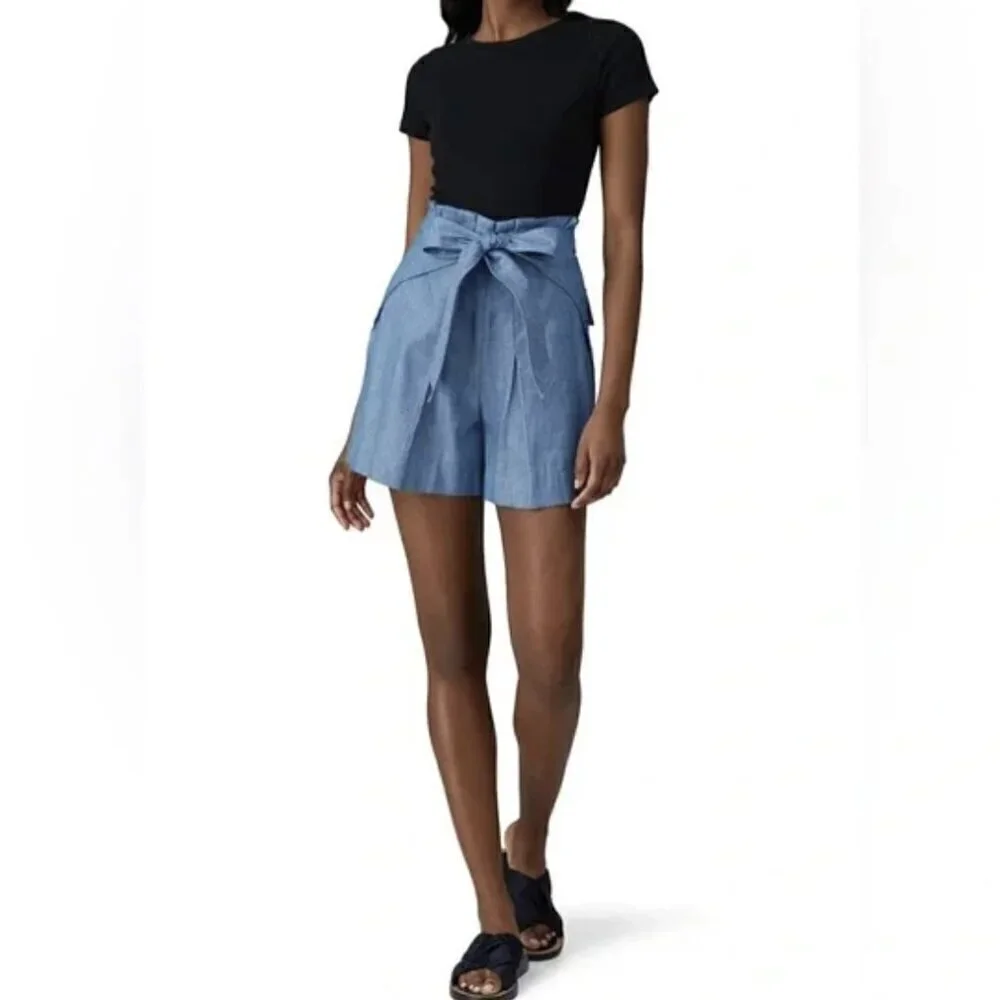 3.1 Phillip Lim Chambray Belted Paperbag shorts